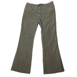 Vintage Khaki Corduroy Bell Bottom Pants Womens M Wide Leg Mid Rise 70s France